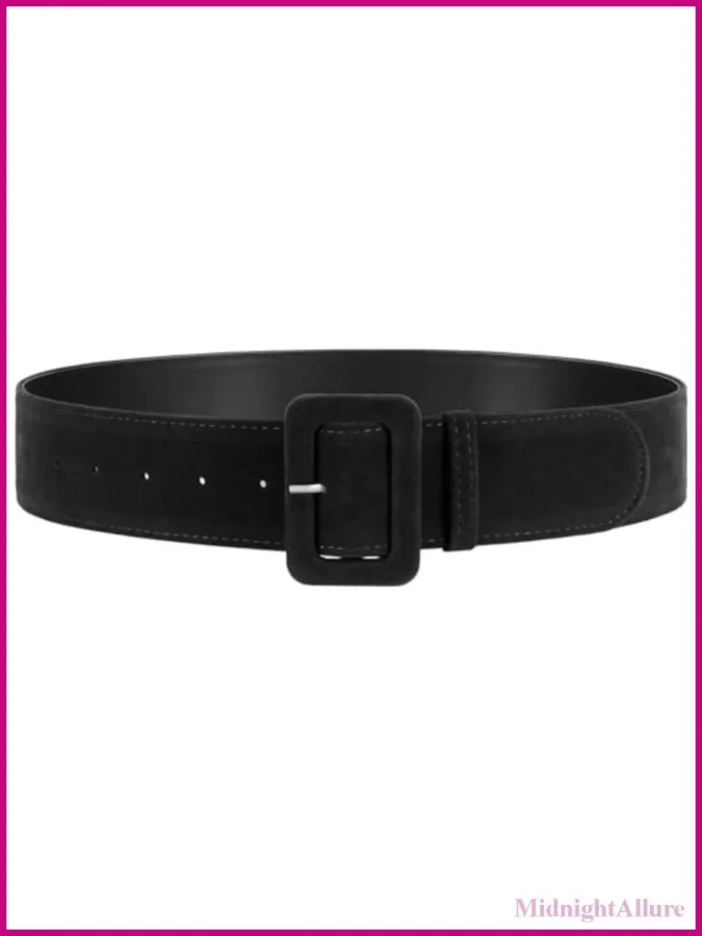 Wide Velvet Waist Belt Faux Leather Square Buckle Dress Cinch